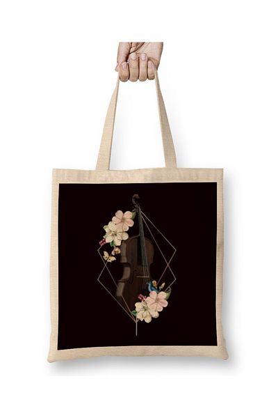 Baskı Dükkanı Cello Flower Cellist Μουσικό Όργανο Κλασική Μουσική υφασμάτινη τσάντα με μακριά λαβή