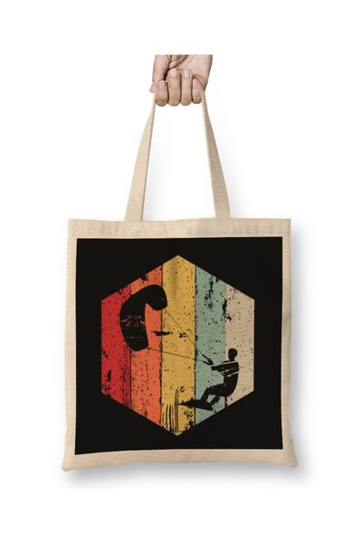 Baskı Dükkanı Kiteboarding Kiteboarder Retro Vintage Izgled Poklon Tkanina To...