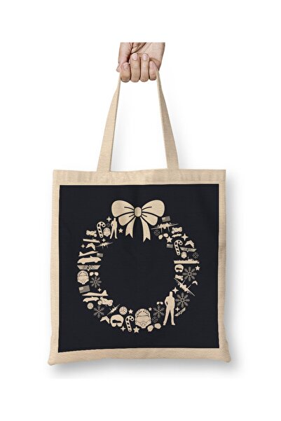 Baskı Dükkanı Tkanina sa uzorkom božićnog venca Top Gun Torba duga Sa ručkom