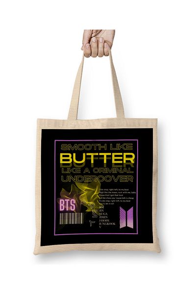 Baskı Dükkanı Geantă din pânză Bts Butter Design cu mâner lung
