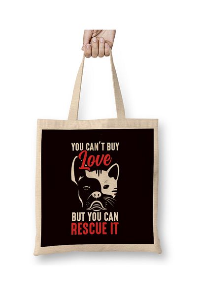 Baskı Dükkanı Cat Dog Owner Pet Lover Pisicuță Cățeluș Fani Rescue Animals Geantă din pânză Mâner lung