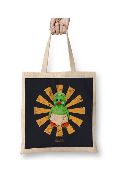 Baskı Dükkanı Geantă retro japoneză din pânză Orville The Duck cu mâner lung