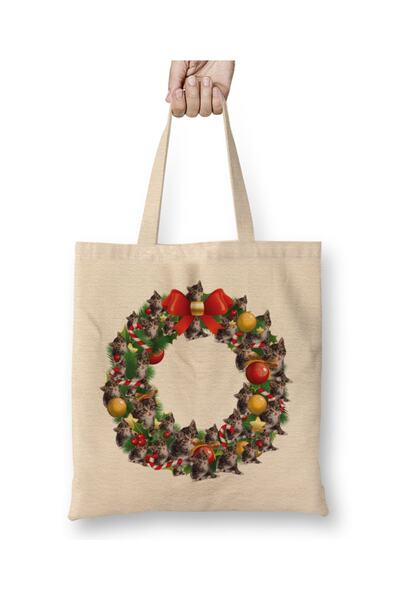 Baskı Dükkanı Mačići Multiface Božićni venac Tkanina Torba Dugačak Sa ručkom