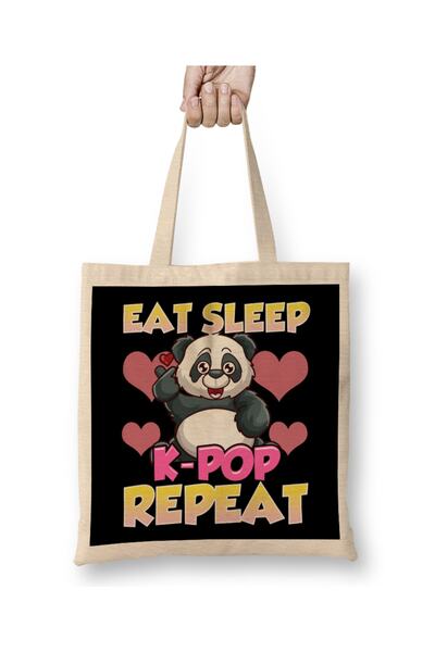 Baskı Dükkanı Slatka Jedite Spavajte K-Pop Ponavljajte Kawaii Panda KPop Tkan...