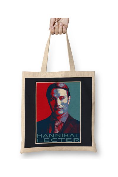 Baskı Dükkanı Blood Hannibal Lecter υφασμάτινη τσάντα με μακριά λαβή