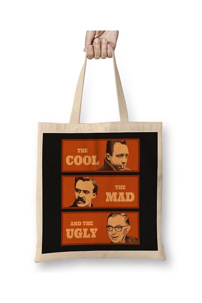 Baskı Dükkanı Υφασμάτινη τσάντα Camus Nietzsche Sartre με μακριά λαβή