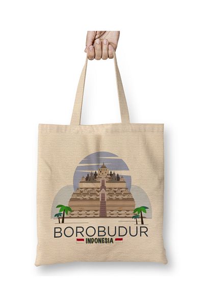Baskı Dükkanı Borobudur Mahayana Buddhist Java Temple υφασμάτινη τσάντα με μακριά λαβή