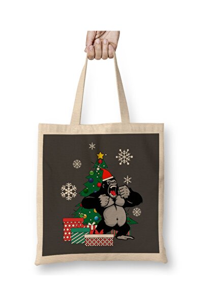 Baskı Dükkanı حقيبة كينج كونج حول شجرة عيد الميلاد بمقبض طويل