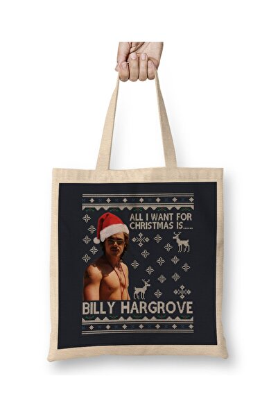 Baskı Dükkanı Stranger Things Bili Hargrof Božićna tkanina za želje Torba Dug...