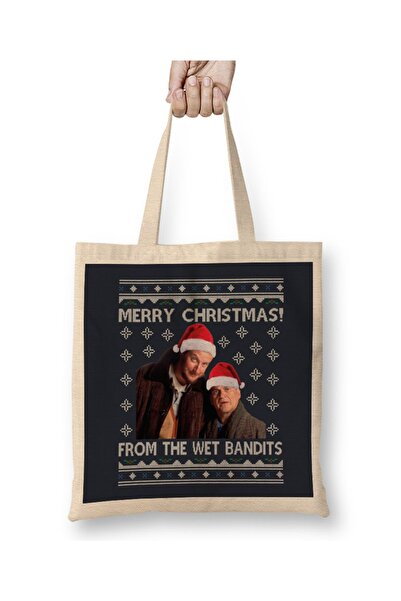 Baskı Dükkanı Srećan Božić od The Wet Bandits Home Alone Cloth Torba Long Sa ...