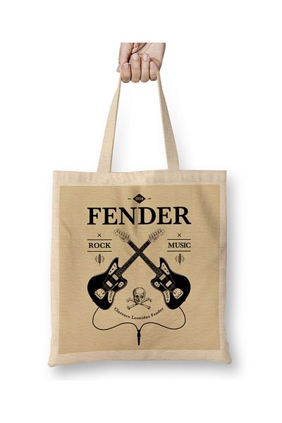 Baskı Dükkanı Fender Guitar 02 υφασμάτινη τσάντα μακριά λαβή