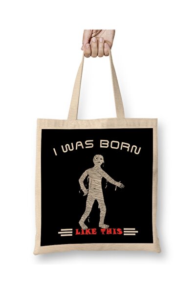 Baskı Dükkanı Smešno, rođen sam kao ova mumija, Halloween kostim Torba dug Sa...