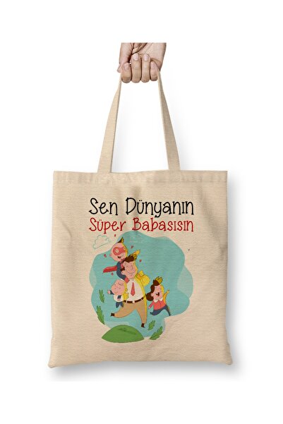 Baskı Dükkanı Poklon za Očev dan za oca 029 Tkanina Torba Duga Sa ručkom