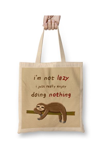 Baskı Dükkanı Sloth's Quote υφασμάτινη τσάντα με μακριά λαβή