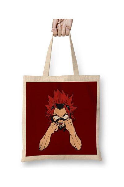 Baskı Dükkanı My Hero Academia Kirishima Faces υφασμάτινη τσάντα με μακριά λαβή