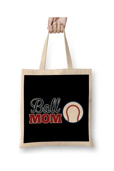 Baskı Dükkanı Ball Mom Cute Baseball Softball Mom υφασμάτινη τσάντα με μακριά λαβή
