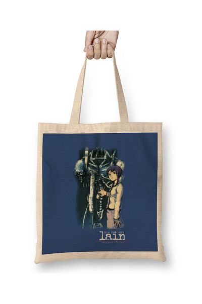 Baskı Dükkanı Serial Experiments Lain Mech υφασμάτινη τσάντα με μακριά λαβή
