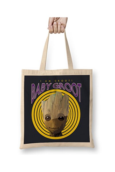 Baskı Dükkanı Čuvari galaksije Baby Groot Ja sam retro Groot majica Torba Dug...