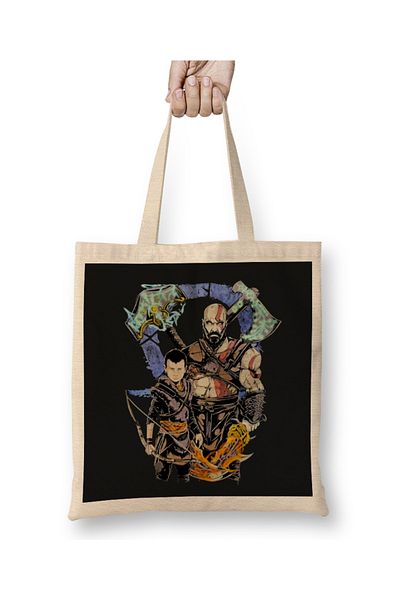 Baskı Dükkanı Υφασμάτινη τσάντα God Of War με μακριά λαβή