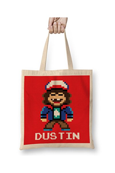 Baskı Dükkanı Stranger Things Dustin Pixel lik torba Torba duga Sa ručkom