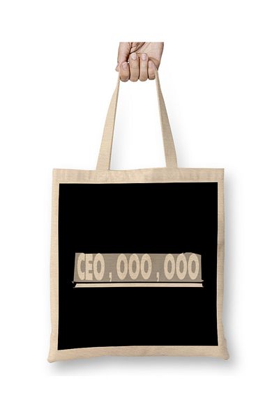 Baskı Dükkanı CEO 000 000 9 Digit Rich Salary Entrepreneur Tote Bag Long Handle