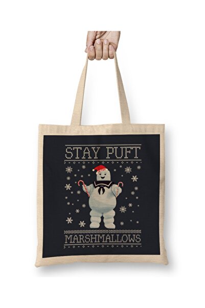 Baskı Dükkanı Stay Puft Marshmallow Man Ghost Busters Božićna tkanina Torba D...