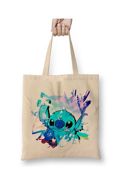 Baskı Dükkanı Lilo And Stitch Stitch Splash Paint υφασμάτινη τσάντα με μακριά λαβή