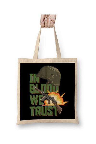 Baskı Dükkanı Soldier In Blood We Trust υφασμάτινη τσάντα με μακριά λαβή