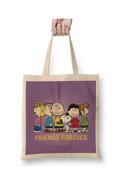 Baskı Dükkanı Snoopy And Friends 02 Geantă de pânză cu mâner lung