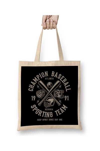 Baskı Dükkanı Υφασμάτινη τσάντα Champion Baseball Sporting Team με μακριά λαβή
