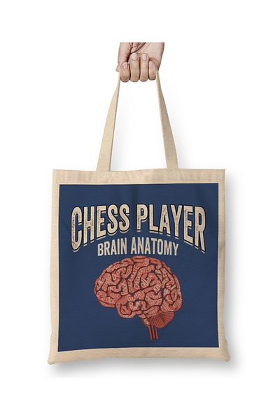 Baskı Dükkanı Brain Anatomy Of A Chess Player 01 υφασμάτινη τσάντα με μακριά λαβή