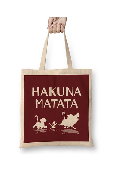 Baskı Dükkanı Υφασμάτινη τσάντα Hakuna Matata με μακριά λαβή