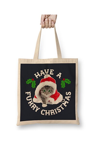 Baskı Dükkanı Imajte krzneni božićni mačji krp Torba dugačak Sa ručkom