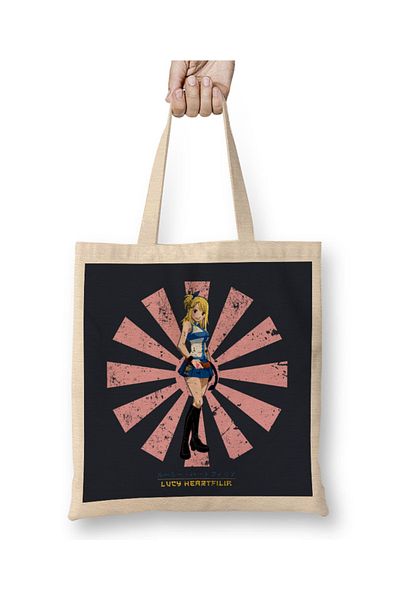 Baskı Dükkanı Lucy Heartfilia Ρετρό ιαπωνική Fairy Tail υφασμάτινη τσάντα με μακριά λαβή