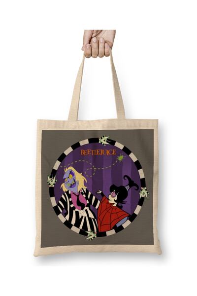 Baskı Dükkanı Beetlejuice Quot Beetlejuice Lydia Quot Geantă din pânză cu mâner lung