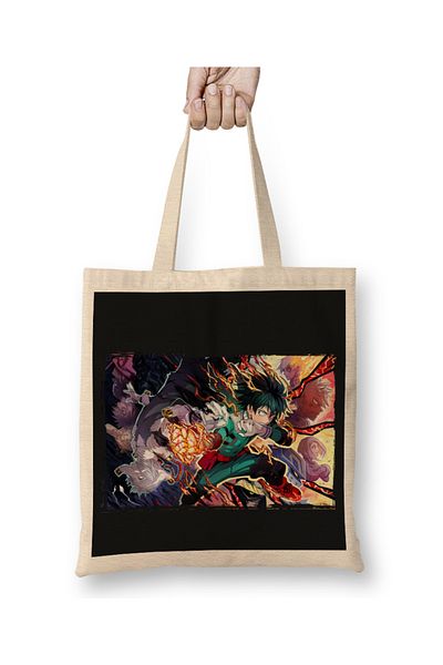 Baskı Dükkanı Boku No Hero Academia Izuku Midoriya 01 υφασμάτινη τσάντα μακριά λαβή