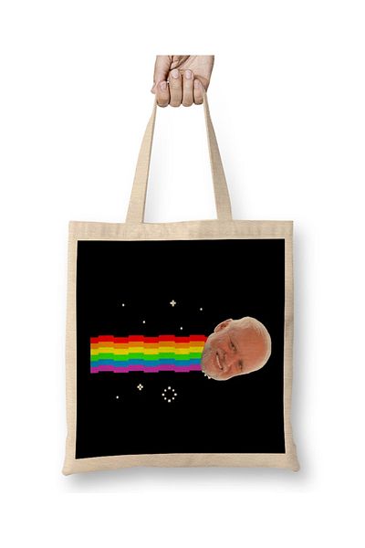 Baskı Dükkanı Harold Hide The Pain Nyan Cat Memeß υφασμάτινη τσάντα με μακριά λαβή