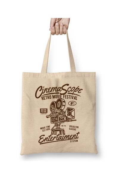 Baskı Dükkanı Vintage CinemaScope retro filmska festivalska tkanina Torba dug...