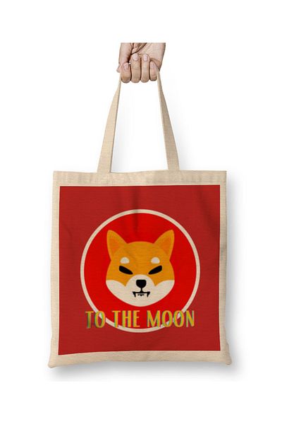 Baskı Dükkanı Shiba Lnu Coin To The Moon υφασμάτινη τσάντα με μακριά λαβή