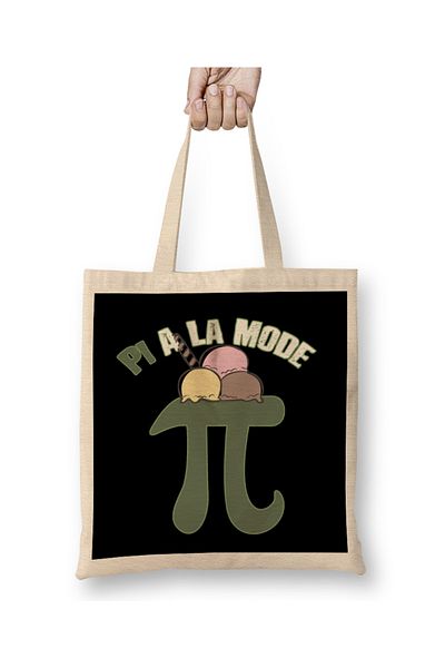 Baskı Dükkanı Pi A La Mode Funny Pi Day Ice Cream Pun Math υφασμάτινη τσάντα με μακριά λαβή