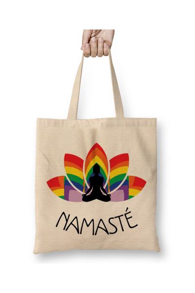 Baskı Dükkanı Namaste Joga 01 Tkanina Torba Duga Sa ručkom