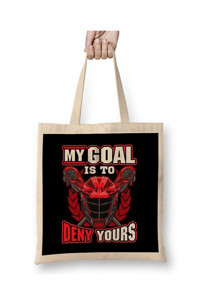 Baskı Dükkanı Το στόχο μου είναι να αρνηθώ το δικό σου Lacrosse Goalie Defender υφασμάτινη τσάντα με μακριά λαβή