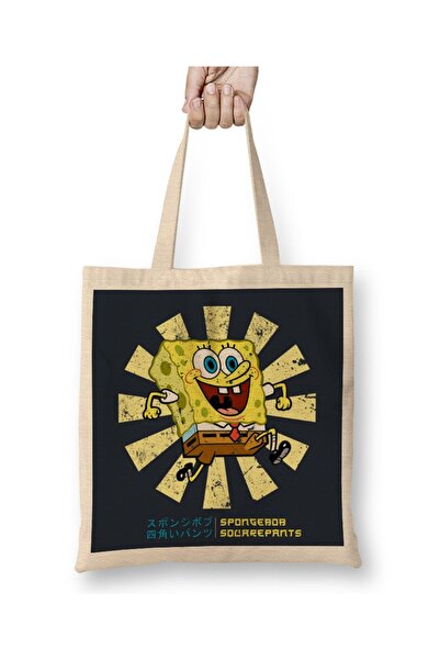 Baskı Dükkanı SpongeBob SquarePants Retro japanska tkanina Torba duga Sa ručkom