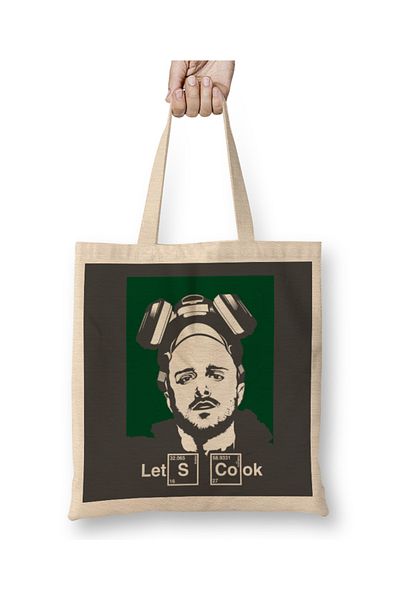 Baskı Dükkanı Let's Cook Jesse Pinkman Edition Geantă din pânză cu mâner lung