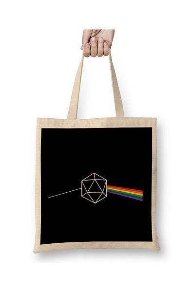 Baskı Dükkanı Dungeons And Dragons Dice Dark Side Of The Moon υφασμάτινη τσάντα με μακριά λαβή