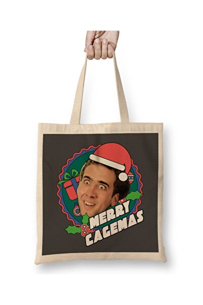 Baskı Dükkanı Веселий Кейдж Ніколас Кейдж Різдво Без Сумка З Довгим Рукояткою