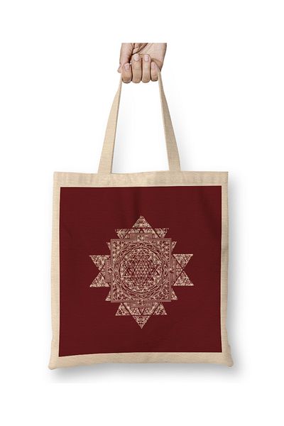 Baskı Dükkanı Sri Yantra Sacred Geometry 01 υφασμάτινη τσάντα με μακριά λαβή