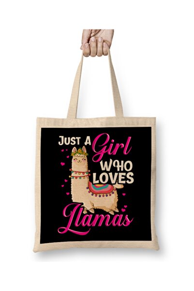 Baskı Dükkanı Smešno Samo devojka koja voli lame Slatka ženska torba za lama ...