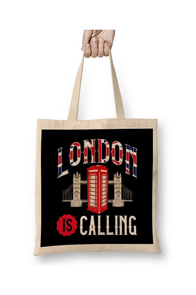 Baskı Dükkanı Geantă din pânză Awesome London Is Calling Skyline UK cu mâner lung