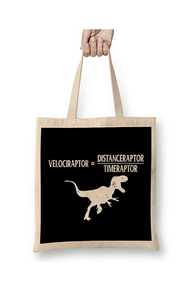 Baskı Dükkanı Distanceraptor Timeraptor Velociraptor Dinosaur υφασμάτινη τσάντα με μακριά λαβή